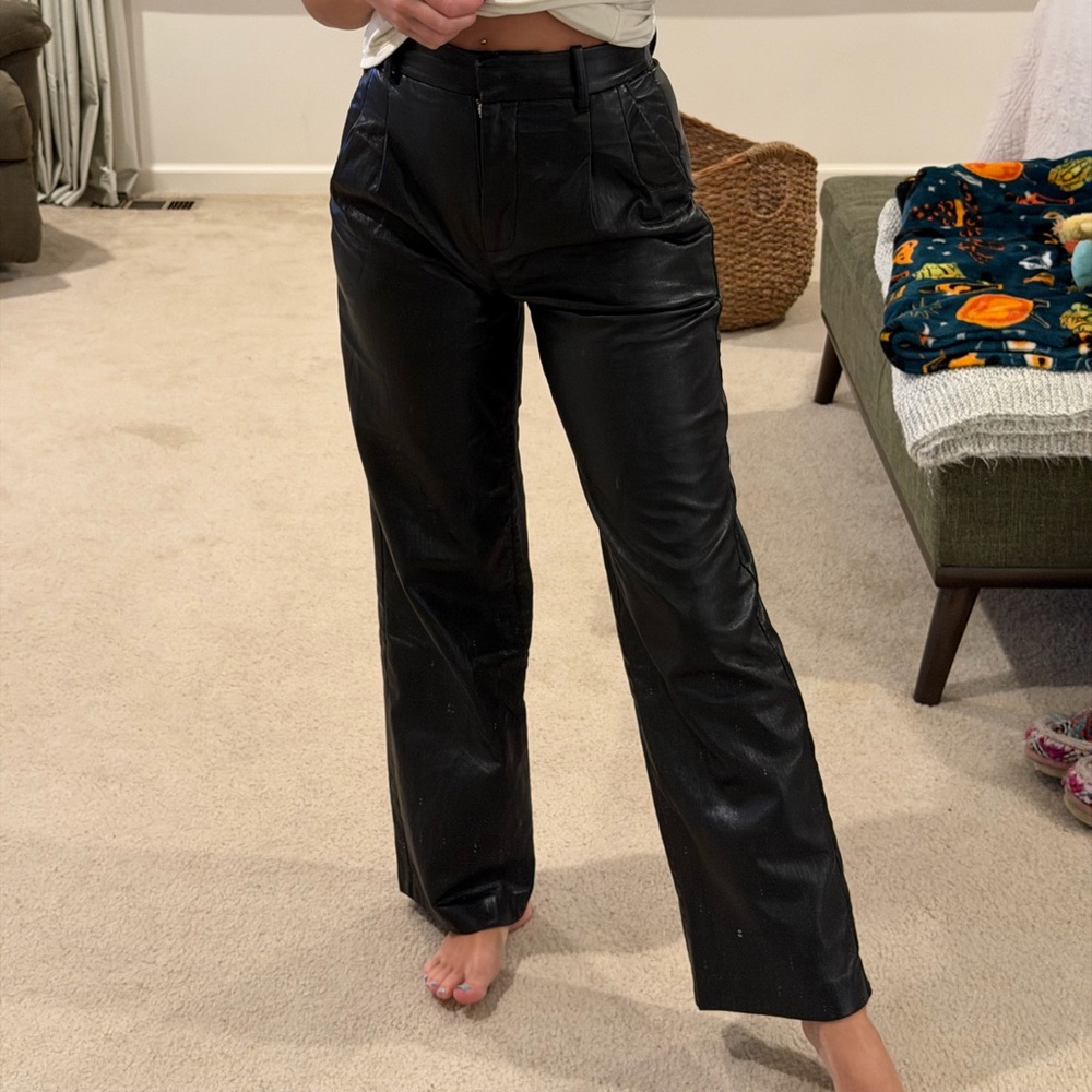 Wilfred Black Leather-Style Trousers from Aritzia
